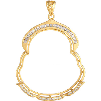 s925银佛公观音银套翡翠吊坠空托