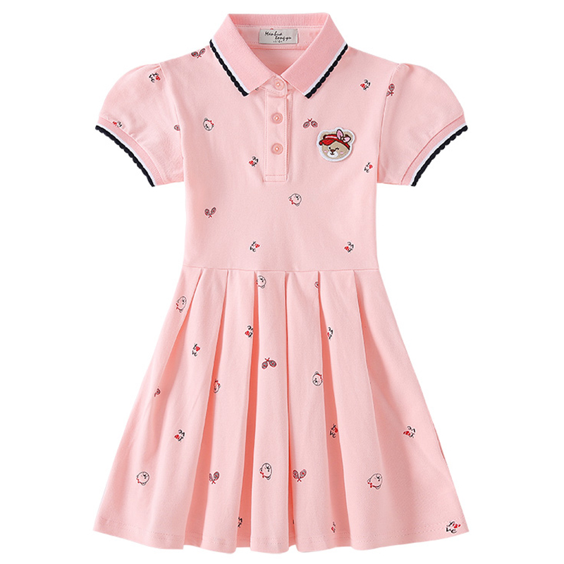 女童连衣裙2025新款夏装儿童Polo夏裙子洋气夏季纯棉小女孩学院风