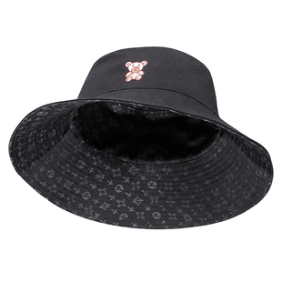 sunhero双面印花渔夫帽大帽檐防晒遮阳显脸小熊盆帽男女同款潮帽