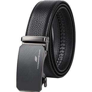 HLA/海澜之家时尚纯色通勤皮带商务字母扣头自动扣正式腰带男