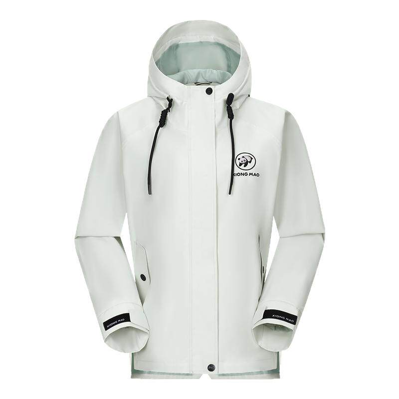 悦心熊猫山系冲锋衣女外套短款2026三防夹克防风衣户外旅行登山服