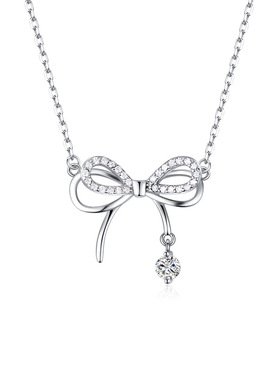 999纯银蝶梦灵动蝴蝶结项链礼物