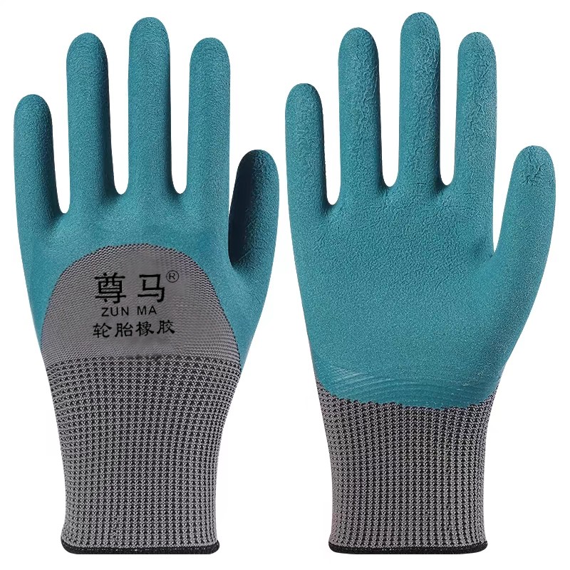 手套劳保工作耐磨防滑加厚劳动乳胶橡胶劳工防护干活工地浸胶防护