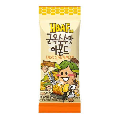 hbaf芭蜂烤玉米味扁桃仁韩国进口网红非油炸混合坚果休闲零食杏仁