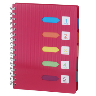 超厚A5彩色分类索引笔记本子B5课堂笔记线圈分页本A6带标签记事本