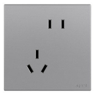 罗格朗开关插座面板画采深沙银一开单控五孔带USB家用暗装86型