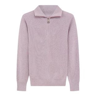 鹿王100%纯羊绒开衫女士拉链翻领单元宝组织保暖时尚百搭春秋新款