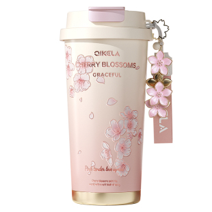 樱花保温杯女生水杯2025新款高颜值生日礼物陶瓷内胆咖啡杯子定制