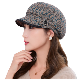 新款女秋冬加厚加棉八角帽冬天保暖中老年帽子妈妈奶奶逛街休闲