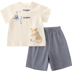 男童夏装2025新款小男孩新中式汉服中国风男宝宝分体衣服儿童套装