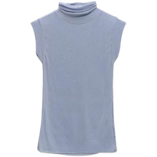 花珊珊薄款半高领上衣韩版纯色无袖背心女夏高级性感修身内搭t恤