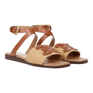 SAM EDELMAN山姆爱德曼夏度假一字扣带亚麻色沙滩罗马凉拖鞋ILSIE