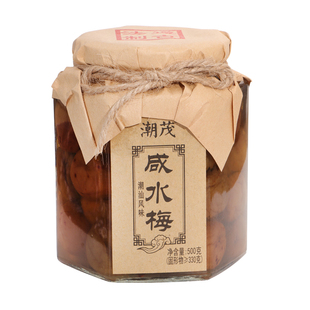 咸水梅咸梅500g潮汕特产咸酸梅汤腌制青竹梅子盐渍梅肉泡水瓶装