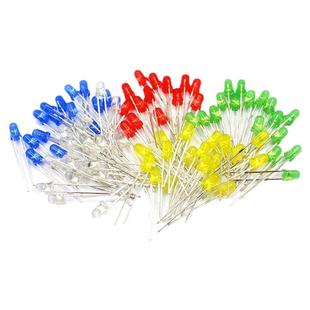 3mm 5mmLED小灯泡发光二极管F3F5红绿黄蓝白色直插灯珠元件包指示