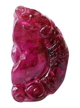 竹节元宝艳丽风鸽血红卢比来吊坠