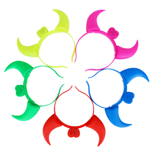 电子发光牛角海绵花环毛绒猫耳朵发光兔耳朵发箍头饰儿童荧光发饰