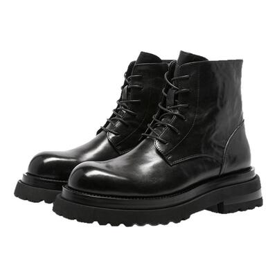 【内里加绒】BOSSSUNWEN/博斯·绅威秋冬新款厚底马丁靴真皮短靴