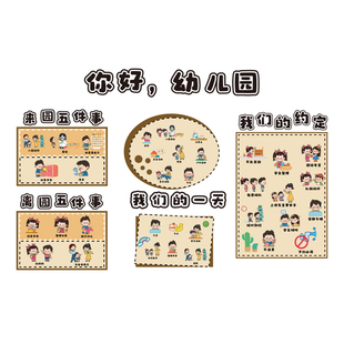 幼儿园的一天环创主题墙面成品托管班布置装饰文化贴走廊中心形象