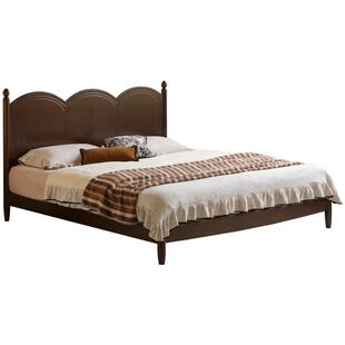 源氏木语实木床法式复古大板床卧室1米8双人床家用中古风1米5大床