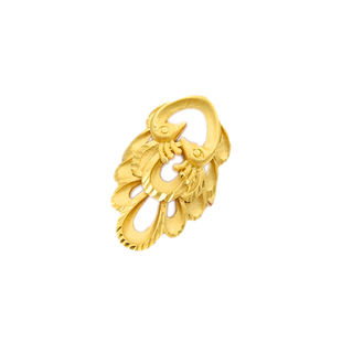 磨砂孔雀戒指女食指戒仿黄金夸张开口可调节个性新款花型女士戒子