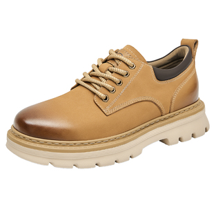 高哥增高鞋男8cm新款户外休闲鞋春季男士鞋子头层牛皮低帮工装鞋