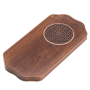 胡桃木色茶盘小型干泡盘整块家用托盘中式简约茶具长方形泡茶台