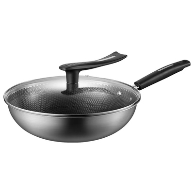 美的炒锅304不锈钢蜂窝持久不粘