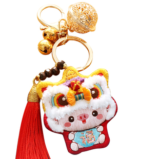 平安福手工刺绣diy自绣生肖醒狮材料包送男友钥匙扣车挂件平安符