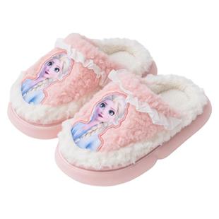 艾莎公主女童棉拖鞋冬季毛绒保暖迪士尼幼儿园儿童拖鞋中小童
