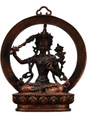 藏式铜制文殊释迦度母佛像摆件