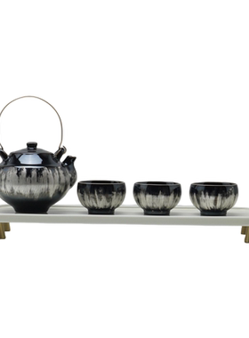 现代新中式陶瓷茶具托盘套装茶壶茶杯酒店客厅茶室装饰摆件高级感