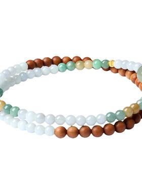 天然a货翡翠多层手串999足金手链