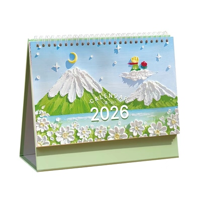 台历2026年新款办公室中国风马年油画高档商务轻奢创意翻页月历定制桌面摆件工作打卡日历本计划本日历记事本