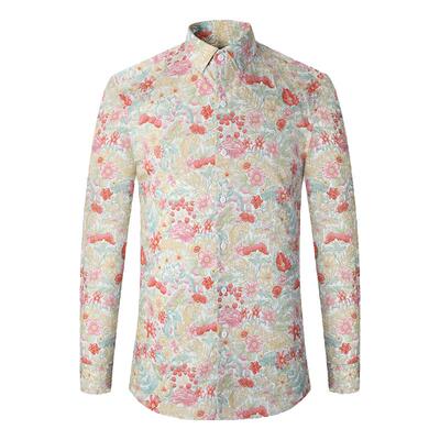 男士长袖衬衫植物花卉