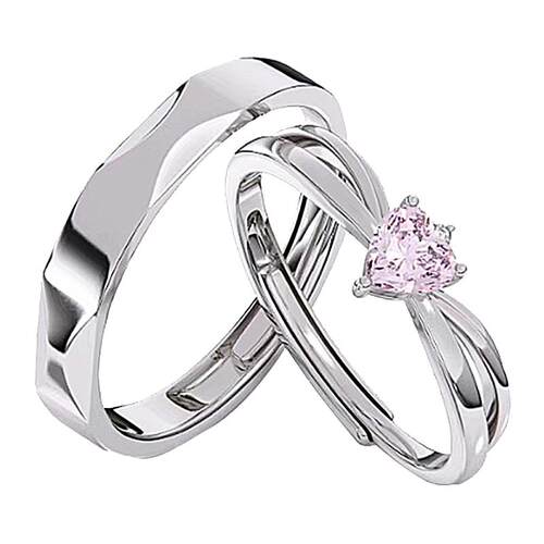 钟久久情侣对戒守护之心纯银粉钻戒指女友520礼物送定制钟爱协议