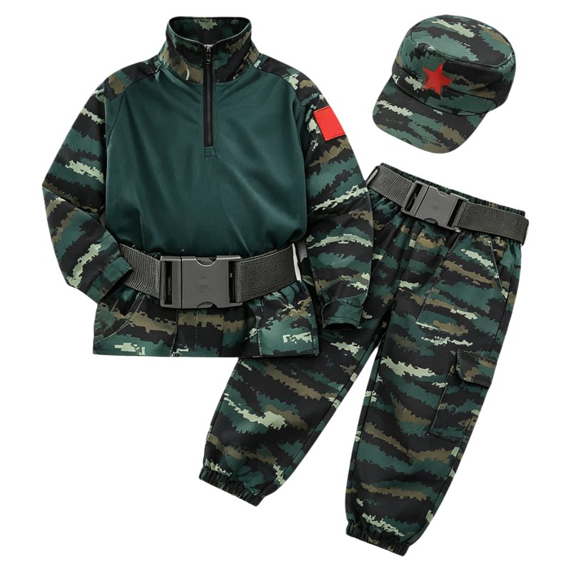 儿童迷彩服套装男女童蛙服