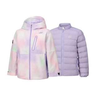 Skechers斯凯奇女童三合一外套羽绒服两件套冬季保暖舒适滑雪服