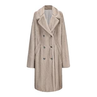 PrettyDragon冬季斯拉夫环保皮草长款貂绒大衣女宽松毛毛廓形外套