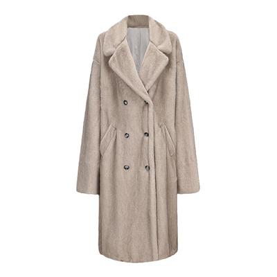 PrettyDragon冬季斯拉夫环保皮草长款貂绒大衣女宽松毛毛廓形外套