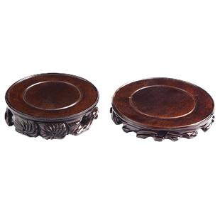 根雕实木底座圆形花盆花瓶鱼缸酒坛奇石佛像工艺品摆件木质底托