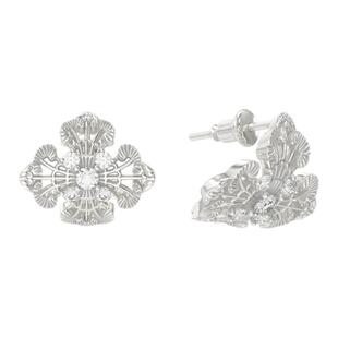 【情人节礼物】Mouhooland/暮后之地蕾丝弧面十字耳钉925银耳饰