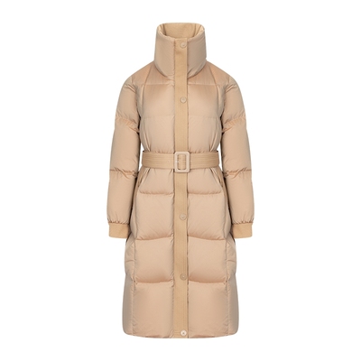 艾莱依新款大衣羽绒服女收腰气质翻领鸭绒保暖时尚翻领长款外套