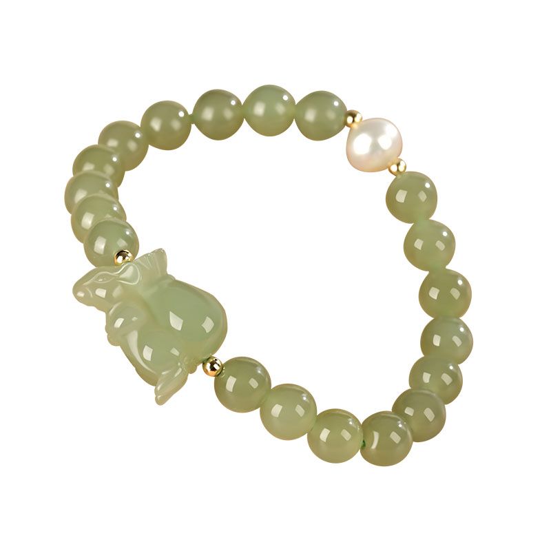 昆玉谣天然和田玉白玉十二生肖本命年手链珠链手链手串男女同款