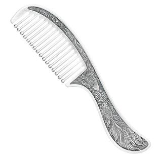 宝银世家 银梳子999纯银正品手工熟银雪花银梳子送长辈长柄健发梳