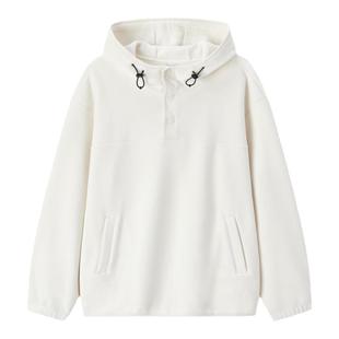 森马卫衣男冬摇粒绒半开襟连帽情侣装小宽松休闲打底上衣中性百搭