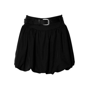 DPLAY【惠品】2025年秋季黑色半身裙女时尚流行短花苞裙蓬蓬裙