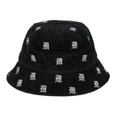 【礼物】R13 女刺绣棉质灯芯绒黑色渔夫帽