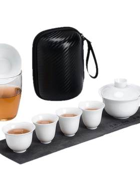德化白瓷玻璃盖碗logo旅行茶具