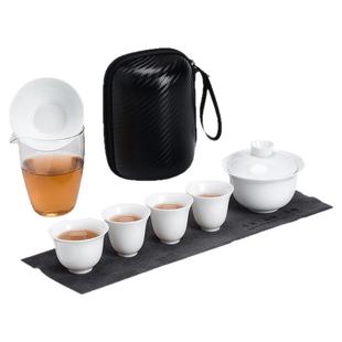 德化白瓷旅行茶具套装户外旅游便携玻璃快客杯盖碗小三杯logo定制