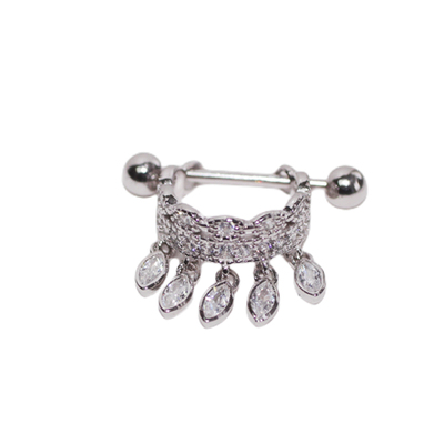 925银巴洛克微镶钻U型耳骨钉